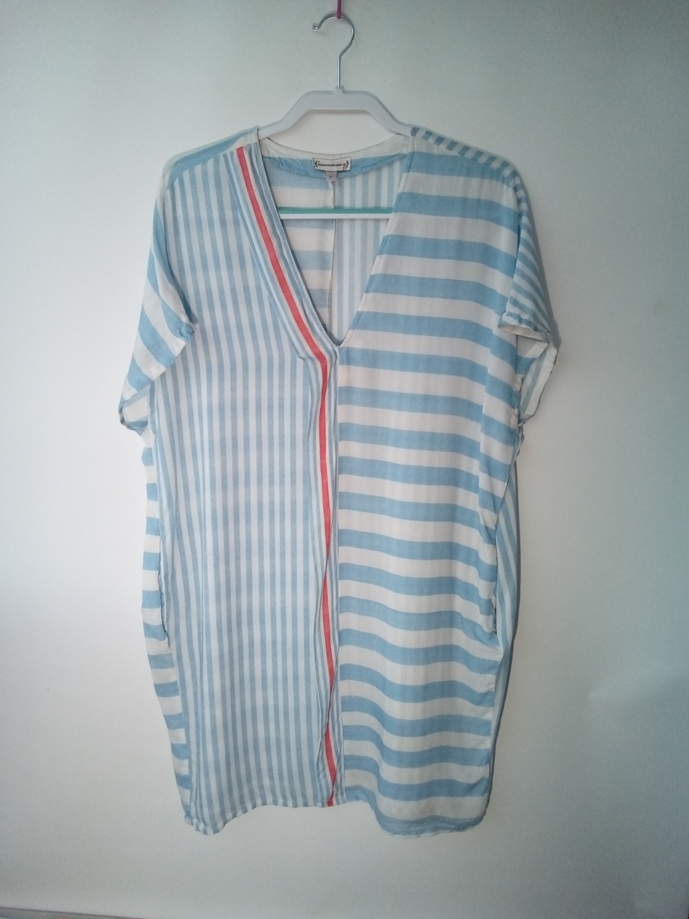 Conditions Apply Mixed Stripe V-Neck Tunic Dress Size L